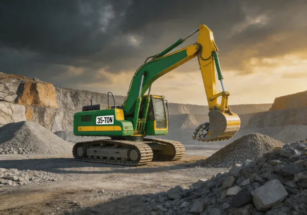 John Deere 350G excavator at quarry